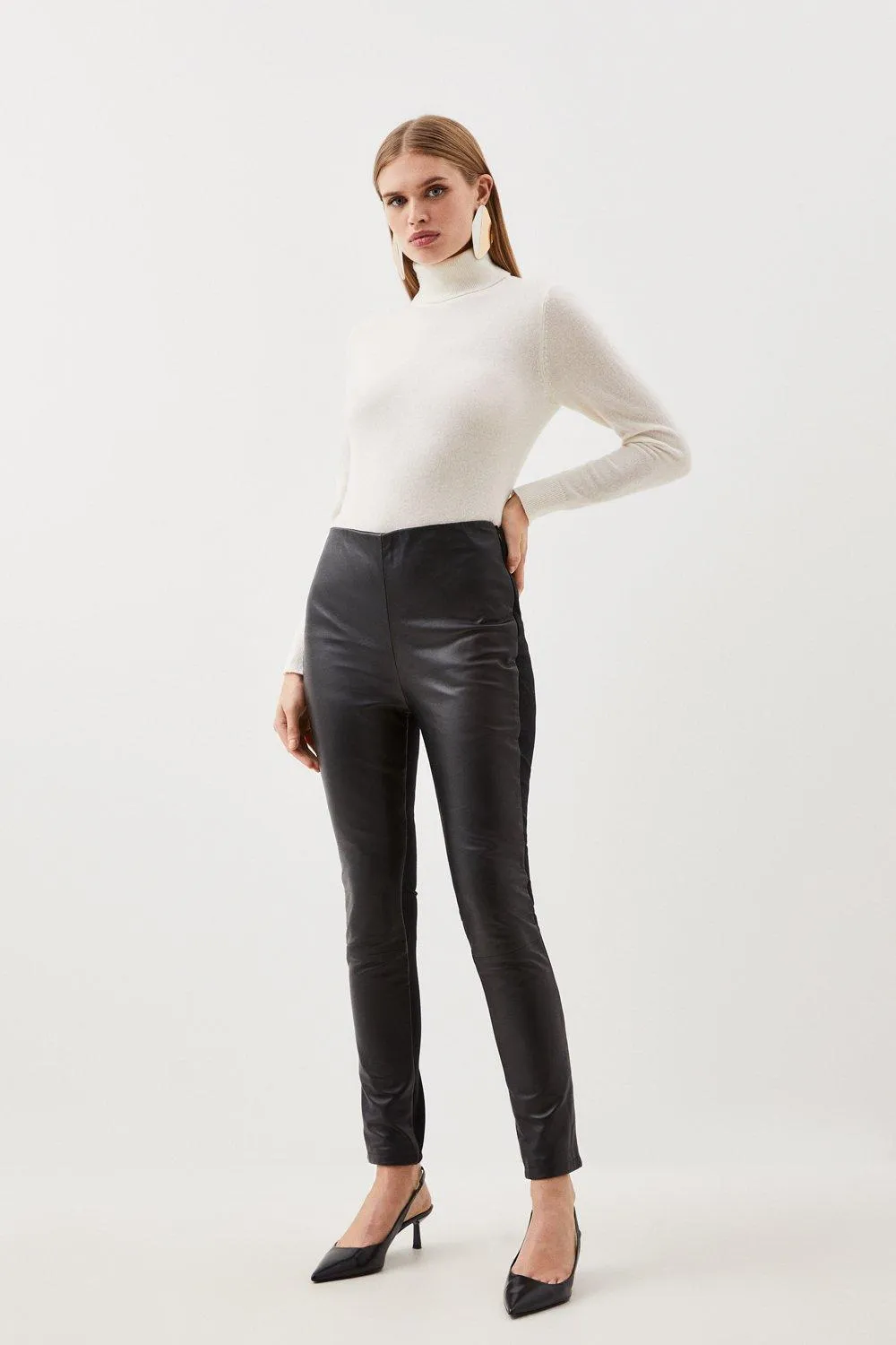 Faux Leather And Ponte Legging AKK95670
