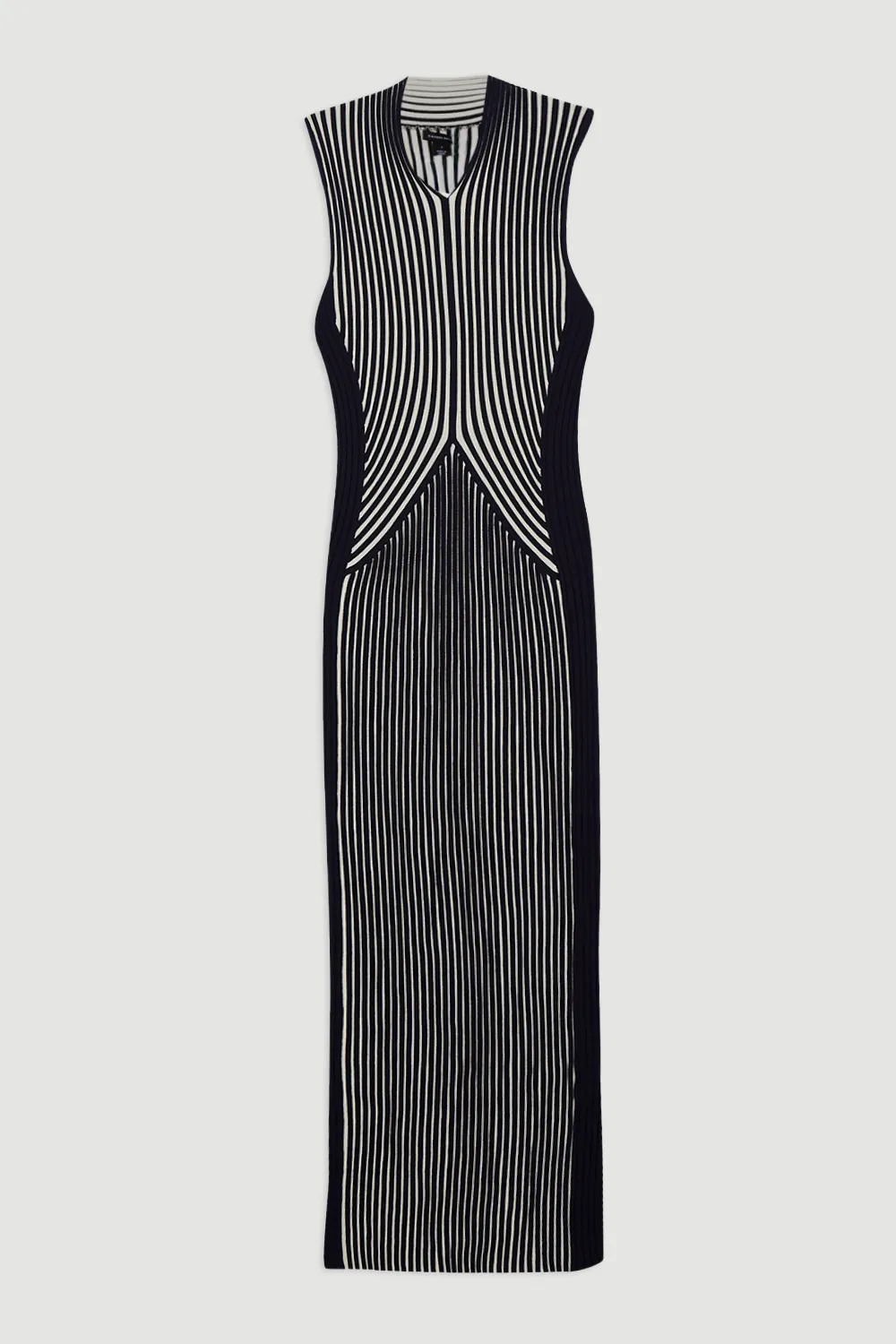 Stripe Fitted Sleeveless Knitted Midi Dress BKK25711 4 Stripe Fitted Sleeveless Knitted Midi Dress BKK25711