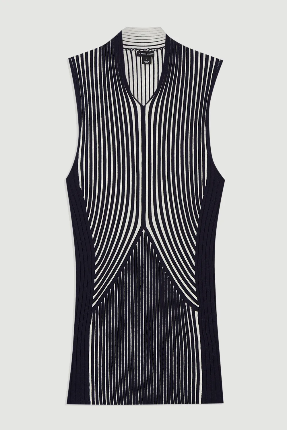 Stripe Fitted Sleeveless Knitted Top BKK25713