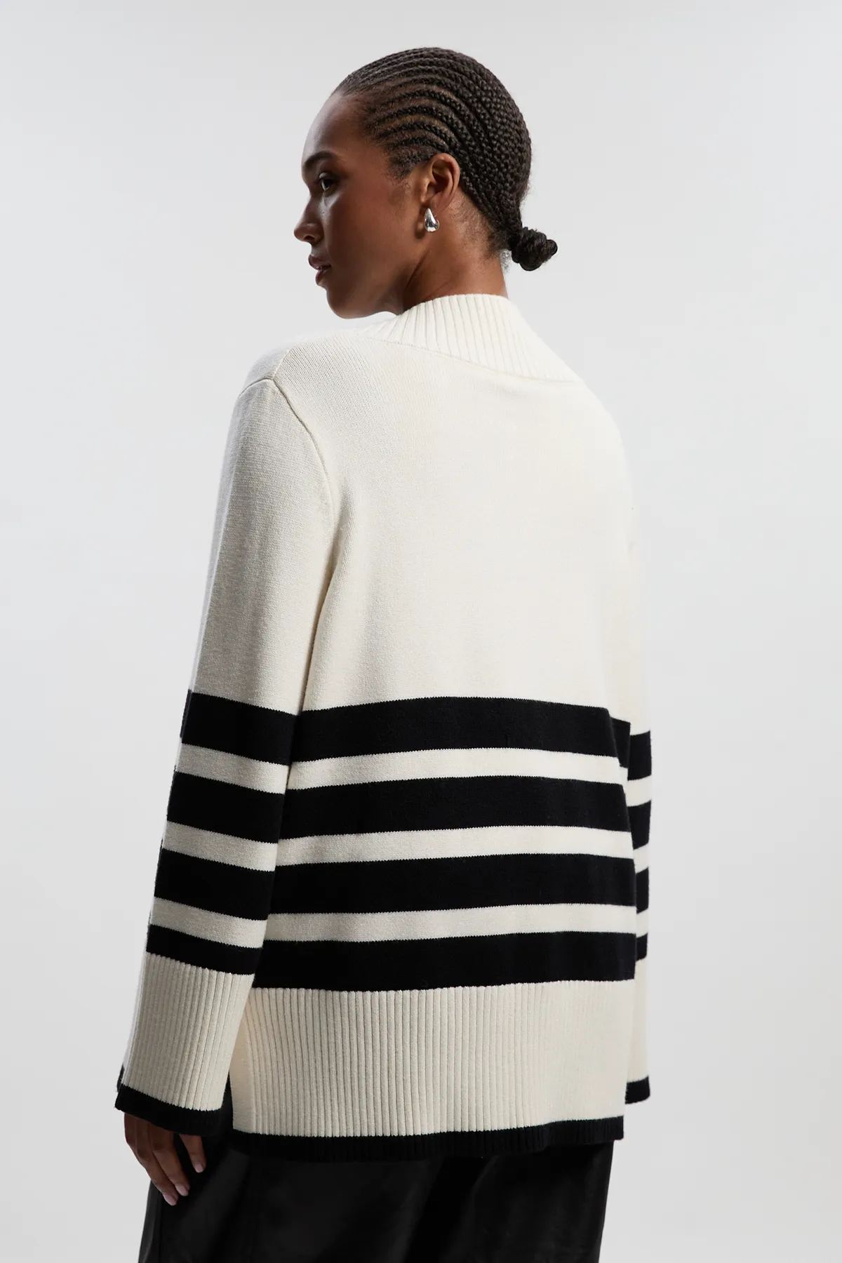 Plus Size Stripe V Neck Split Hem Knitted Jumper BKK25734 5 Plus Size Stripe V Neck Split Hem Knitted Jumper BKK25734