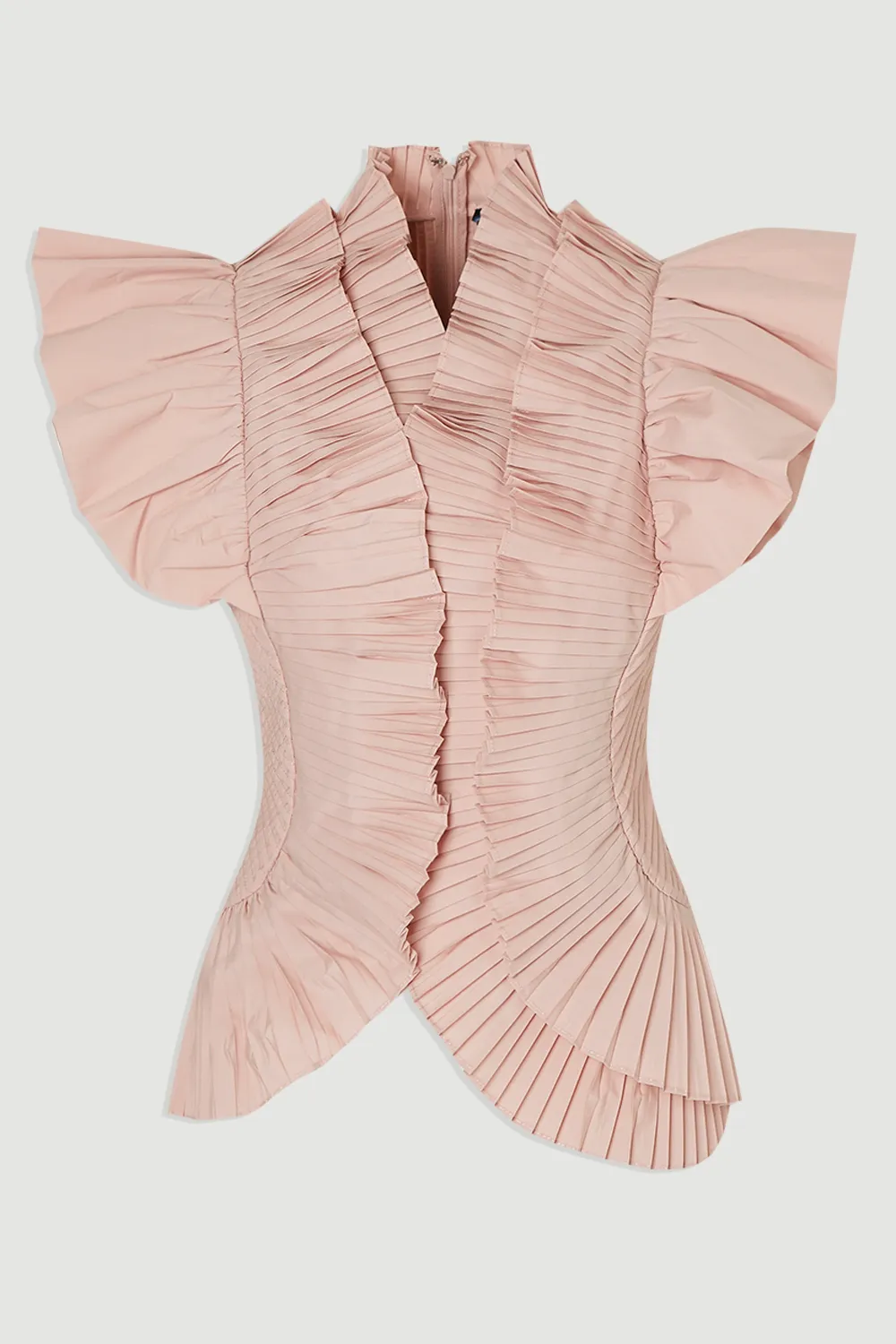 Petite Pleated Ruffle Sleeve Woven Top BKK25812