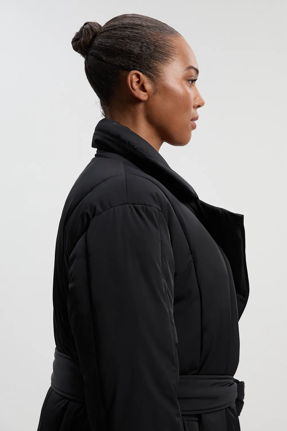 Plus Size Clean Padded Belted Midi Coat BKK25826