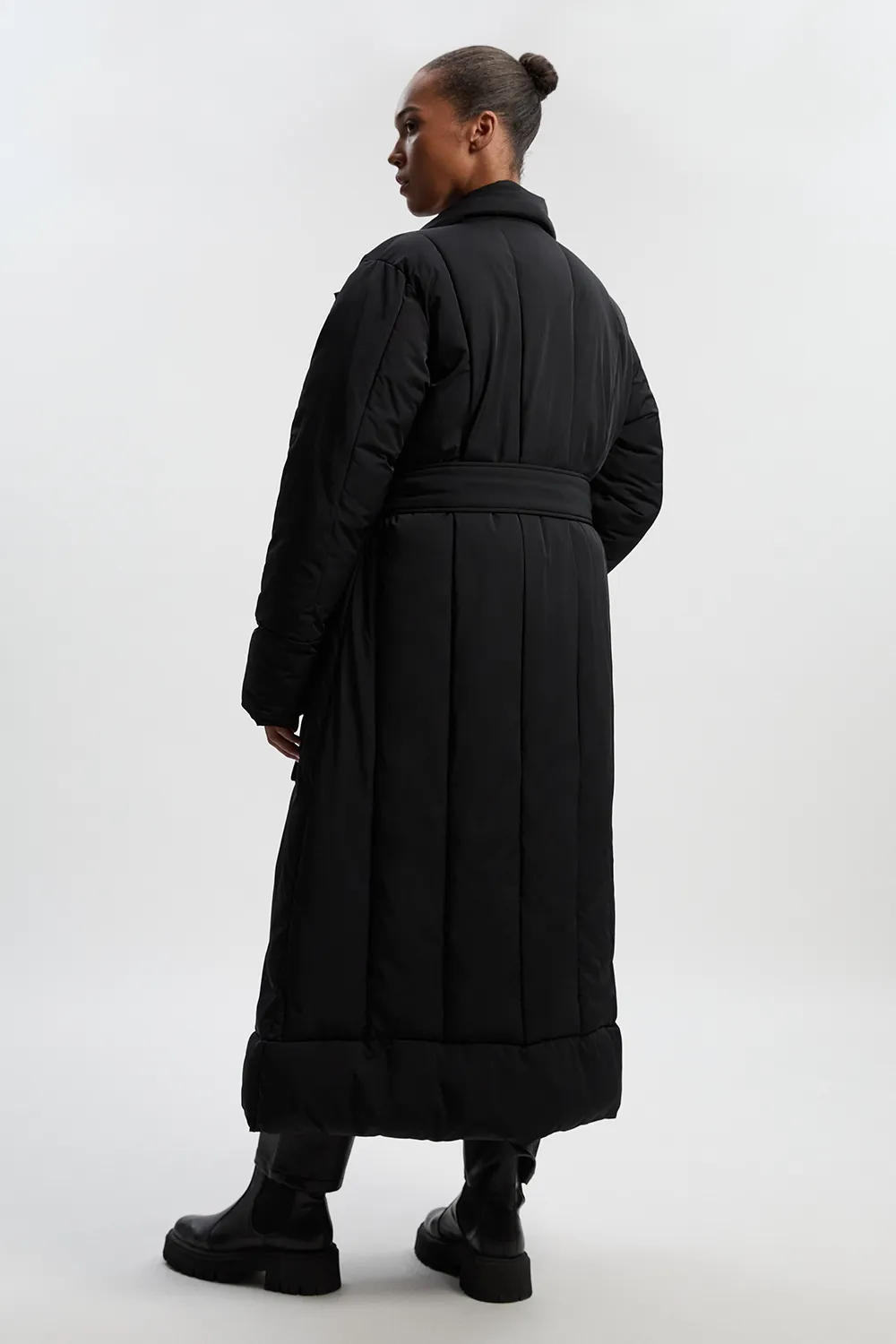 Plus Size Clean Padded Belted Midi Coat BKK25826 4 Plus Size Clean Padded Belted Midi Coat BKK25826