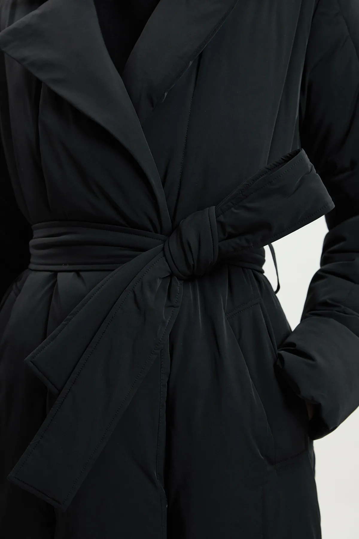 Petite Clean Padded Belted Midi Coat BKK25827