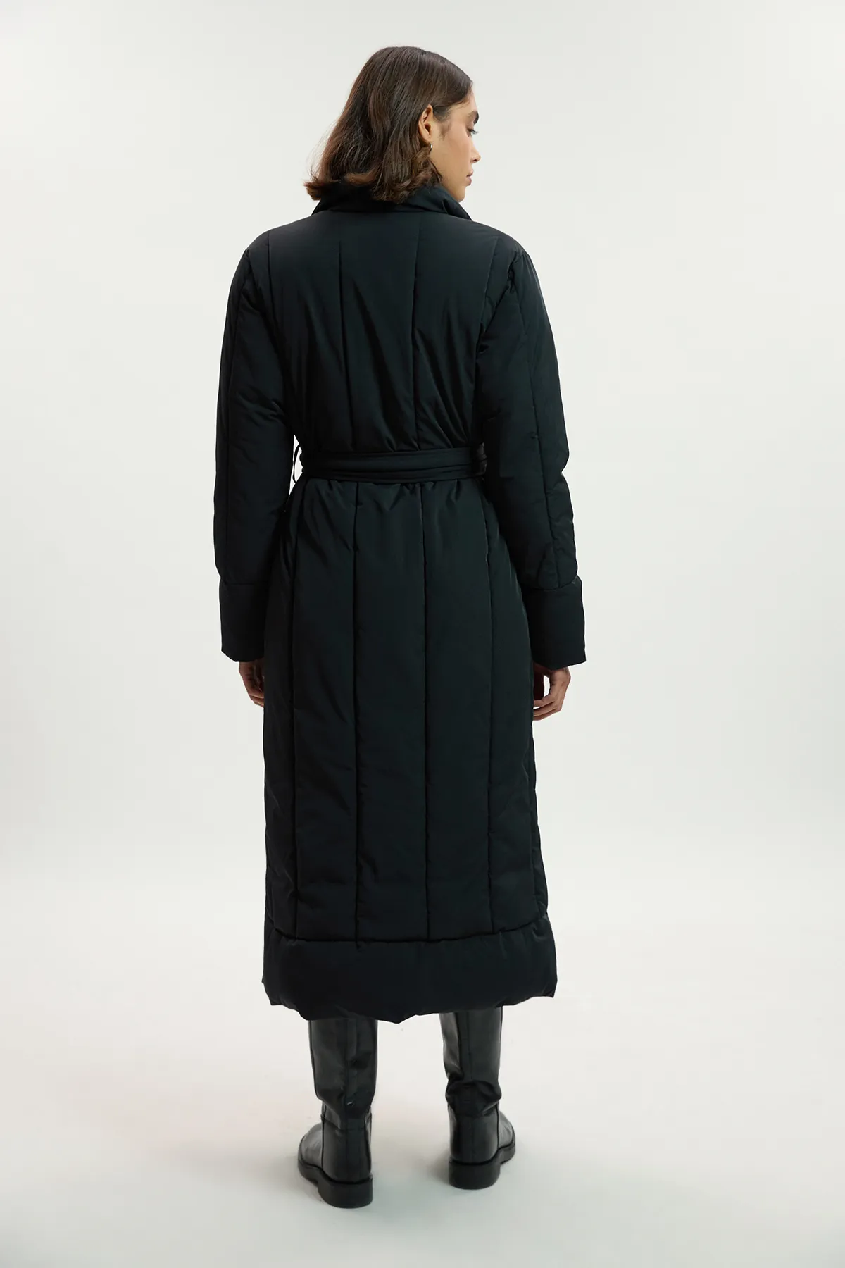 Petite Clean Padded Belted Midi Coat BKK25827