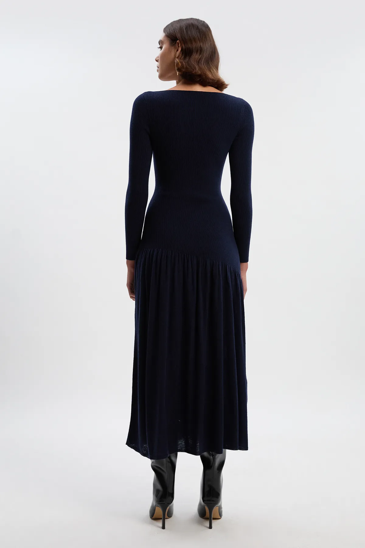 Petite Wool Blend Sheer Knitted Skirt Dress BKK25834 4 Petite Wool Blend Sheer Knitted Skirt Dress BKK25834