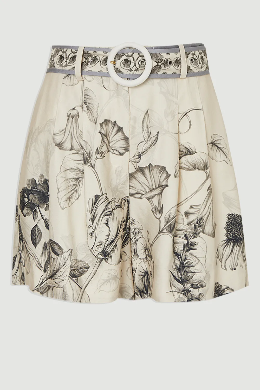 Viscose Linen Scenic Placed Print Short With Belt BKK25876 4 Viscose Linen Scenic Placed Print Short With Belt BKK25876