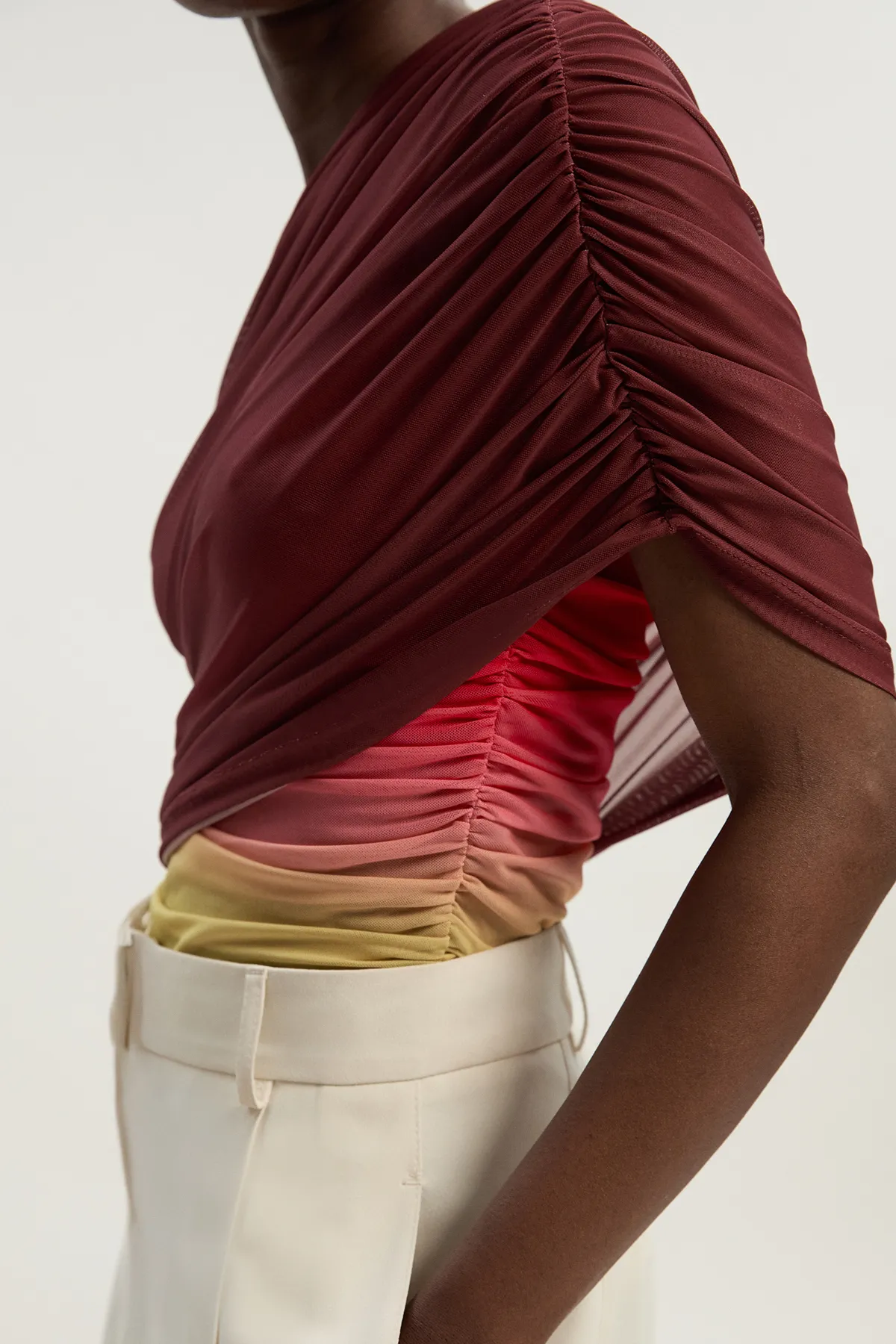 Ombre One Shoulder Mesh Jersey Bodysuit BKK25892 3 Ombre One Shoulder Mesh Jersey Bodysuit BKK25892