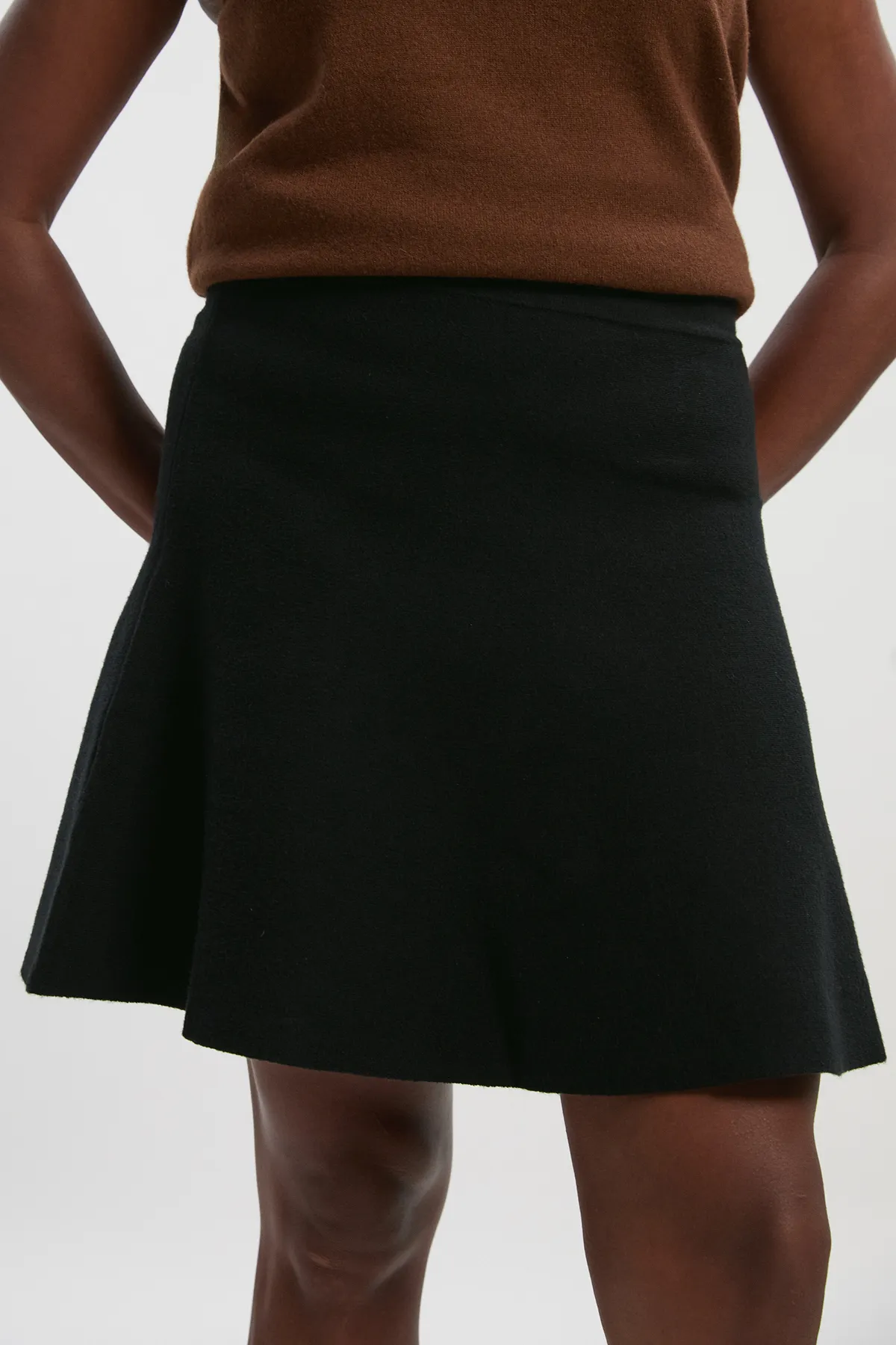 Plus Size Compact Wool Look Knit Flippy Mini Skirt BKK25929