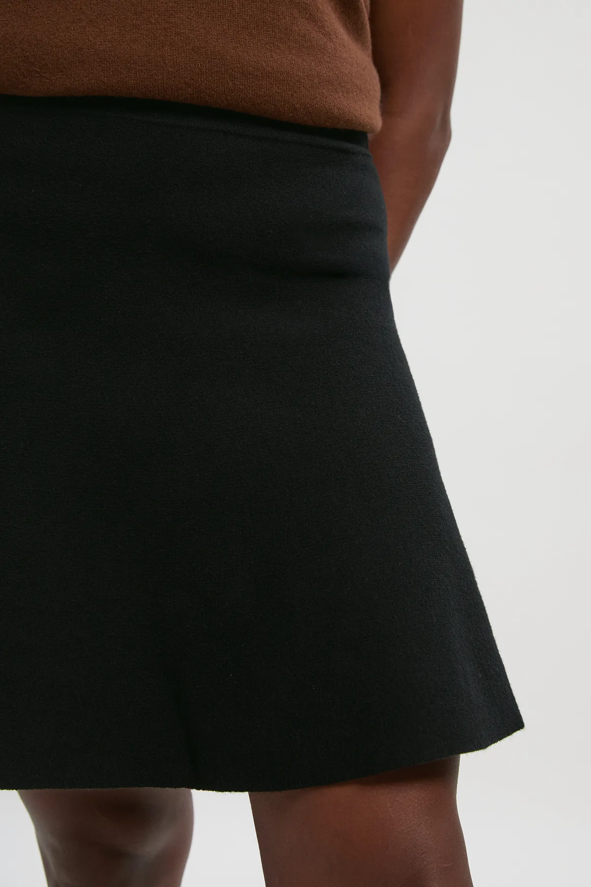 Plus Size Compact Wool Look Knit Flippy Mini Skirt BKK25929