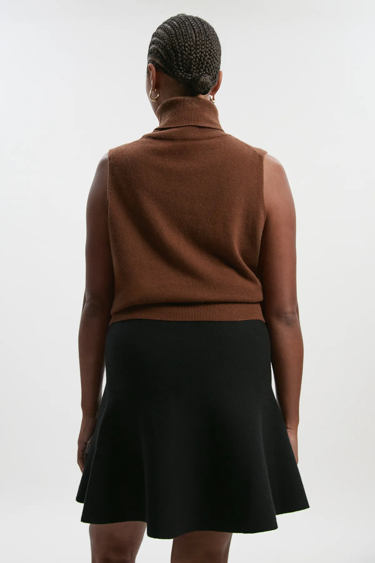 Plus Size Compact Wool Look Knit Flippy Mini Skirt BKK25929