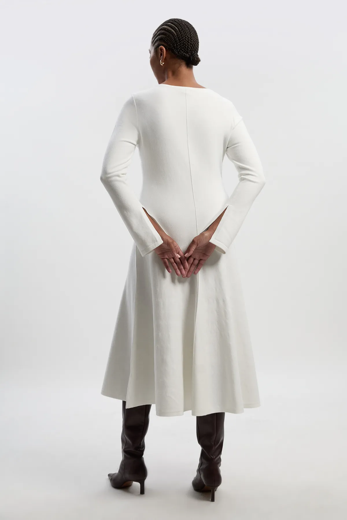 Lydia Millen Plus Size Compact Knit Wool Look Full Skirt Midi Dress BKK25931