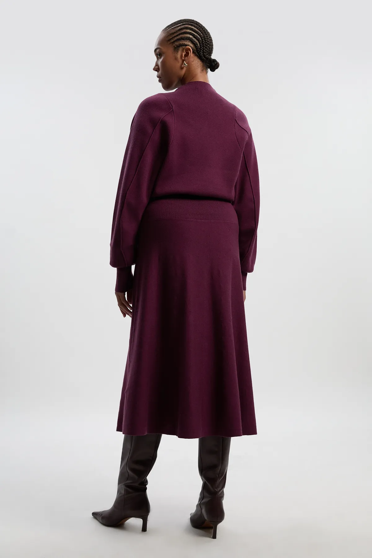 Plus Size Wool Look Rounded Sleeve Knit Midi Dress BKK25932 5 Plus Size Wool Look Rounded Sleeve Knit Midi Dress BKK25932