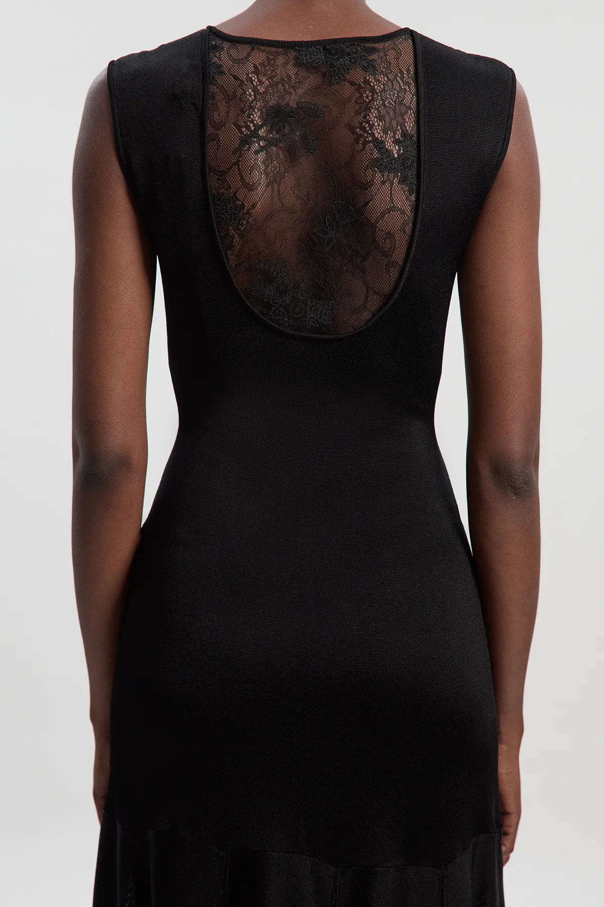 Petite Viscose Blend Slinky Sheer Lace Detail Knit Maxi Dress BKK25939