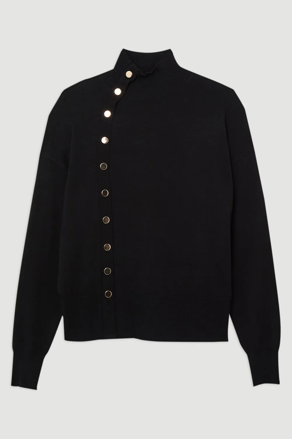 Plus Size Viscose Blend Popper Detail Knit Jumper BKK25948