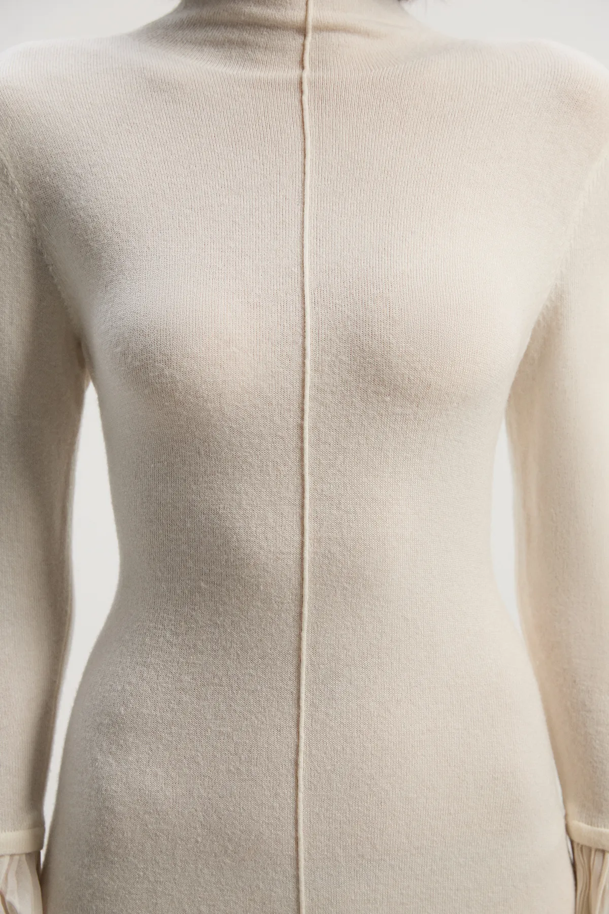 Petite Wool And Alpaca Blend Knit Pleated Silk Woven Cuffs Midi Dress BKK25954 3 Petite Wool And Alpaca Blend Knit Pleated Silk Woven Cuffs Midi Dress BKK25954