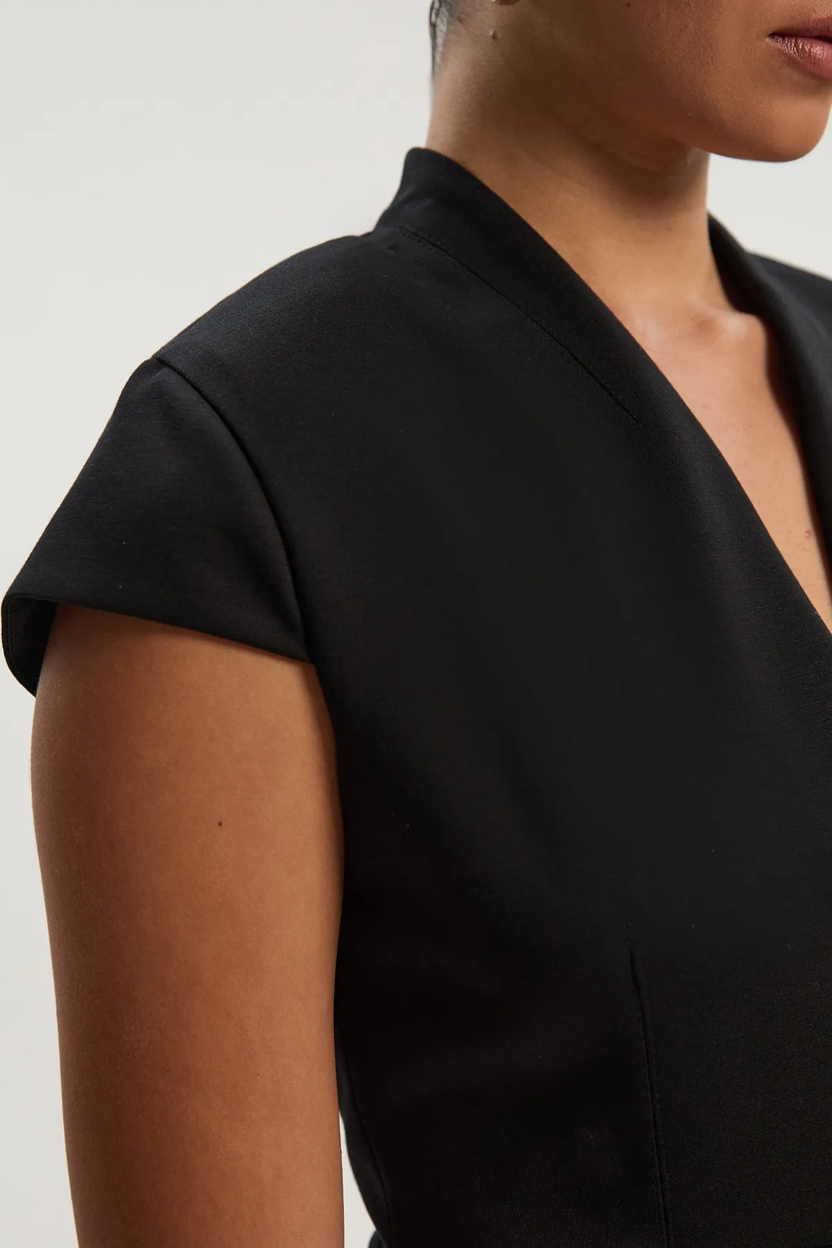 Premium Ponte V Neck Asymmetric Front Tailored Midi Dress BKK25956 3 Premium Ponte V Neck Asymmetric Front Tailored Midi Dress BKK25956