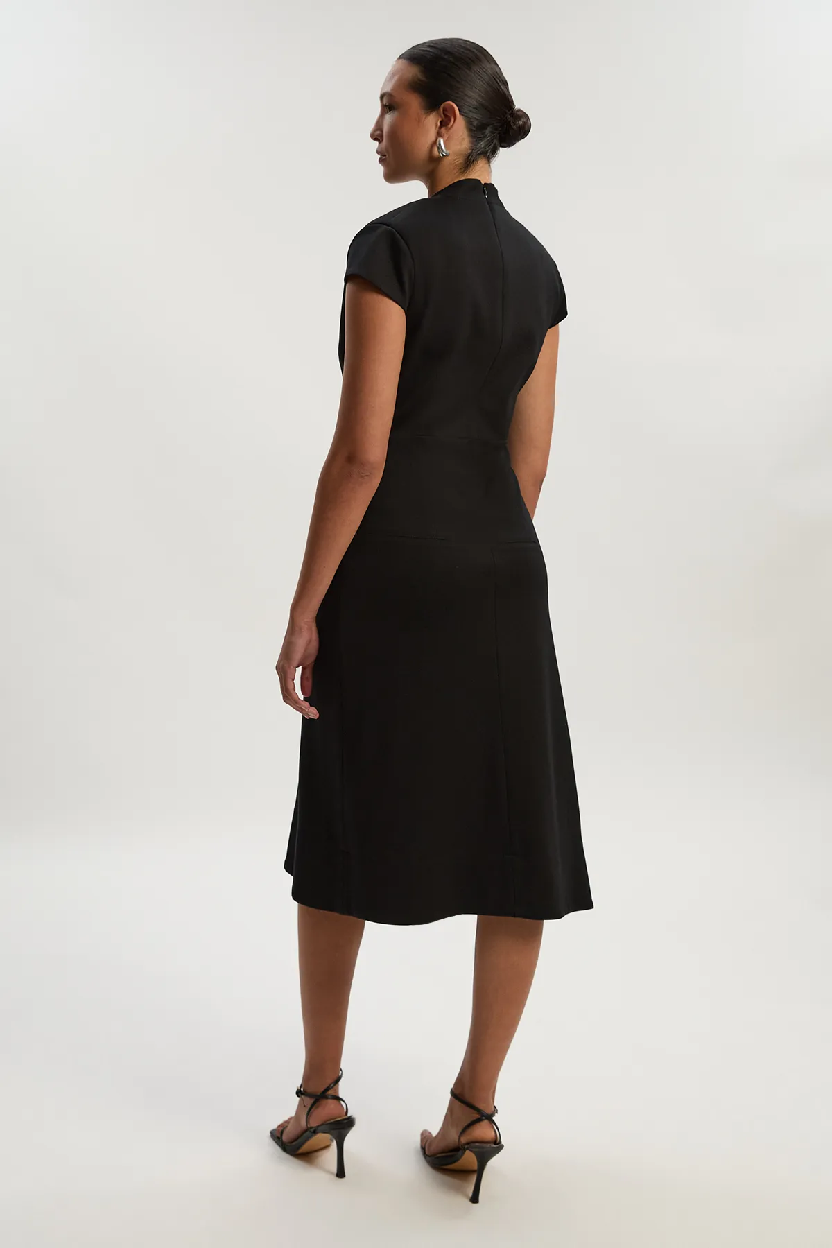 Premium Ponte V Neck Asymmetric Front Tailored Midi Dress BKK25956 5 Premium Ponte V Neck Asymmetric Front Tailored Midi Dress BKK25956