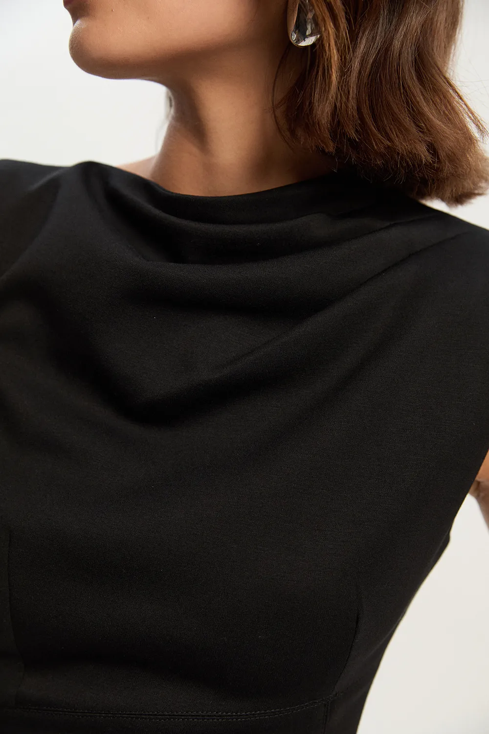 Premium Ponte Sleeveless Asymmetric Front Tailored Midi Dress BKK25958 3 Premium Ponte Sleeveless Asymmetric Front Tailored Midi Dress BKK25958