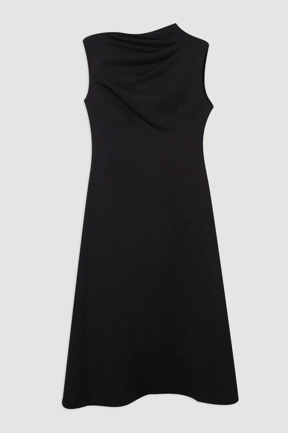 Premium Ponte Sleeveless Asymmetric Front Tailored Midi Dress BKK25958 4 Premium Ponte Sleeveless Asymmetric Front Tailored Midi Dress BKK25958