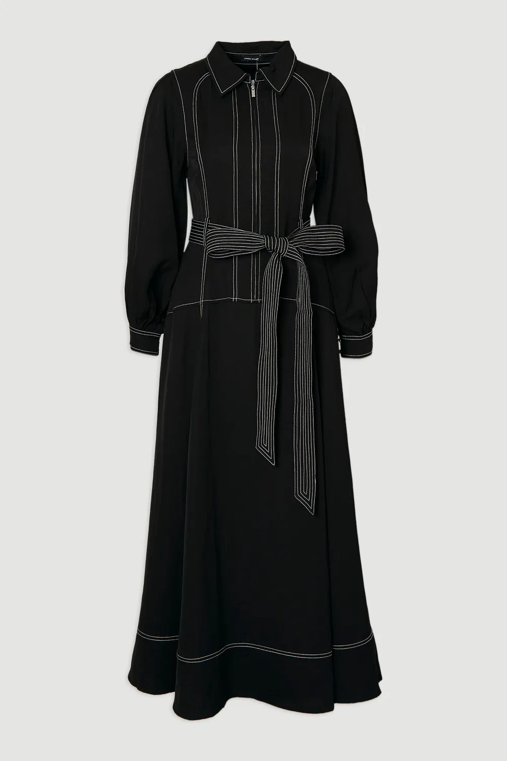 Premium Linen Twill Topstitch Woven Maxi Dress BKK25967 4 Premium Linen Twill Topstitch Woven Maxi Dress BKK25967