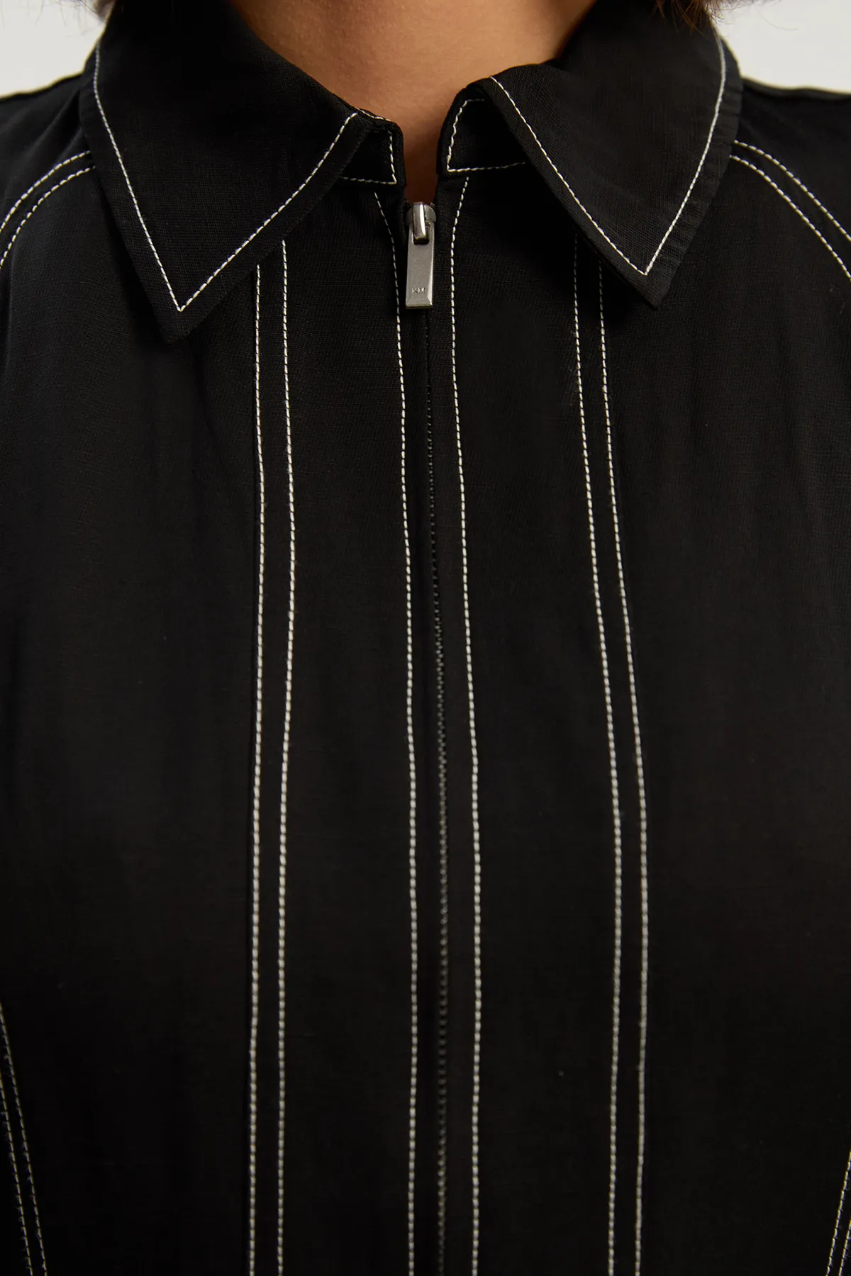 Premium Linen Twill Topstitch Woven Maxi Dress BKK25967 5 Premium Linen Twill Topstitch Woven Maxi Dress BKK25967