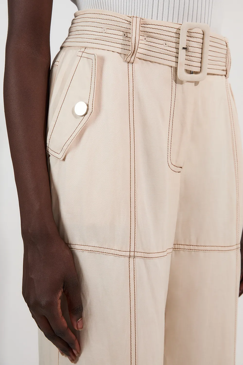 Premium Linen Twill Topstitch Woven Trouser BKK25970