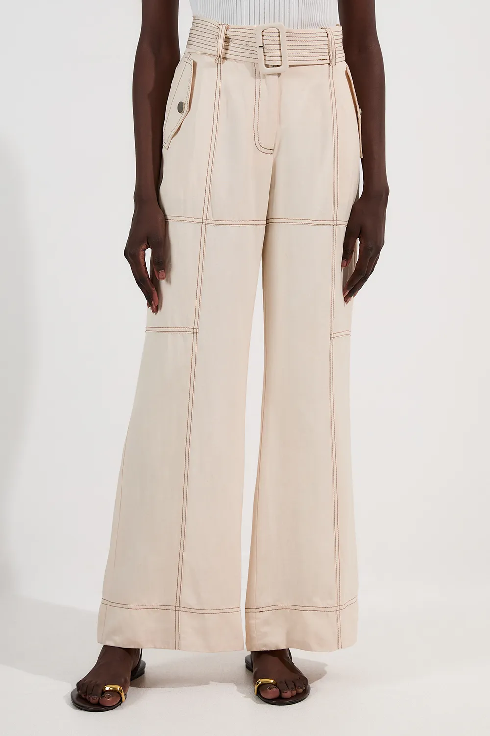 Premium Linen Twill Topstitch Woven Trouser BKK25970