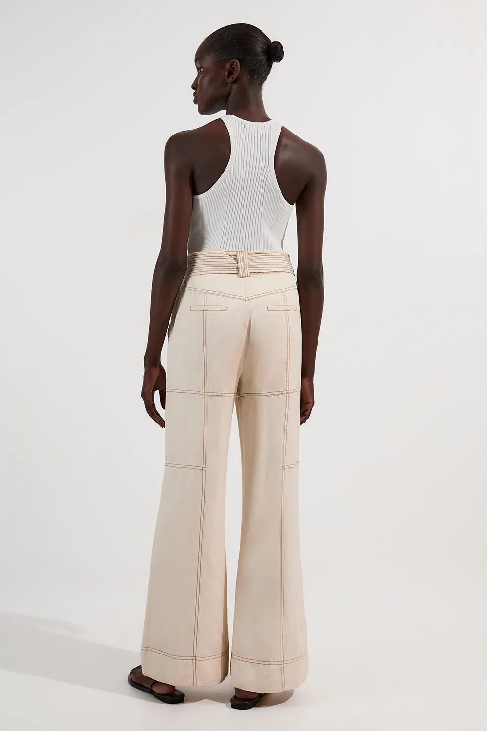 Premium Linen Twill Topstitch Woven Trouser BKK25970