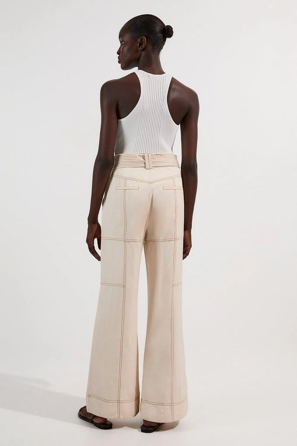 Premium Linen Twill Topstitch Woven Trouser BKK25970