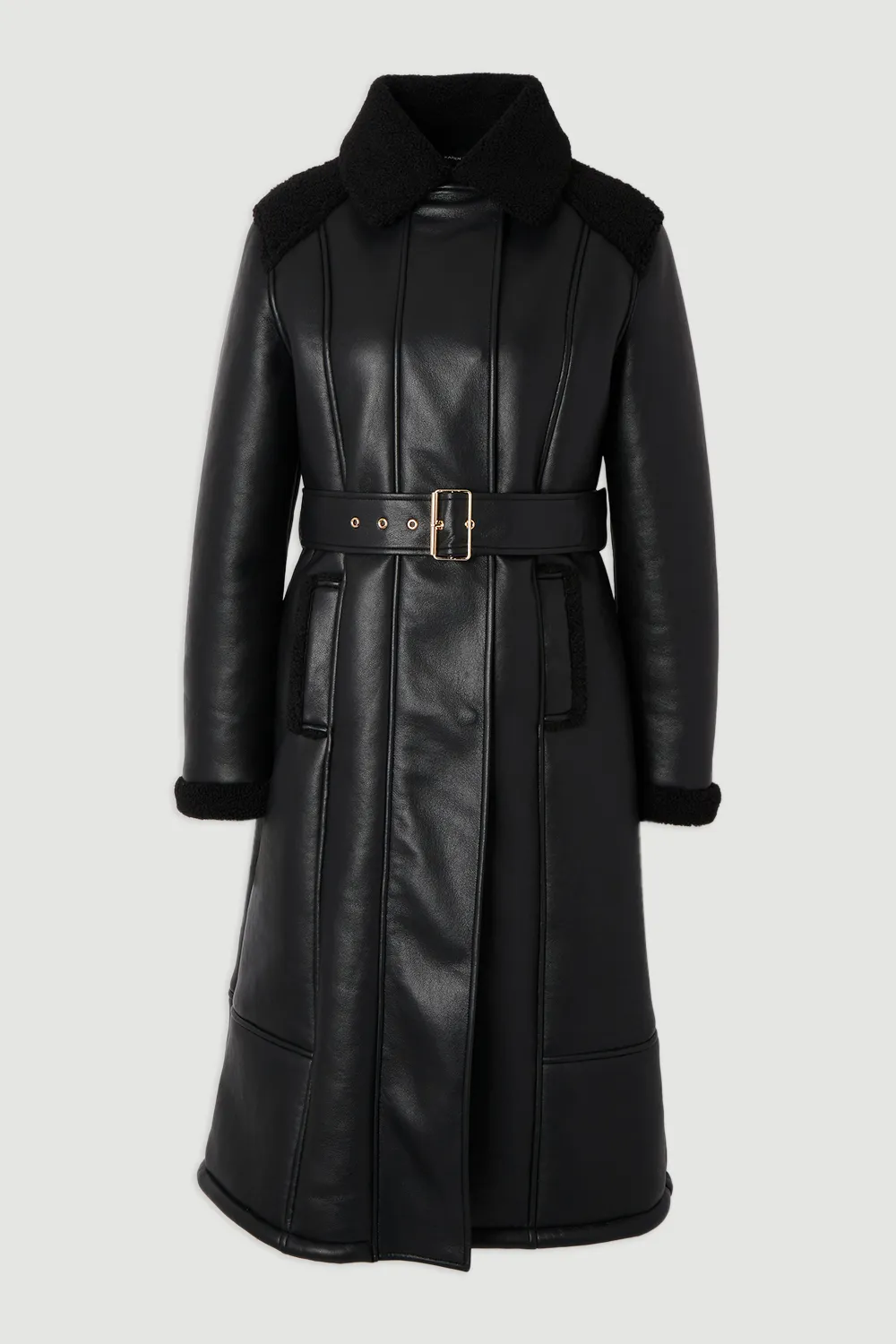 Plus Size Faux Fur Aviator Longline Coat BKK26006 4 Plus Size Faux Fur Aviator Longline Coat BKK26006