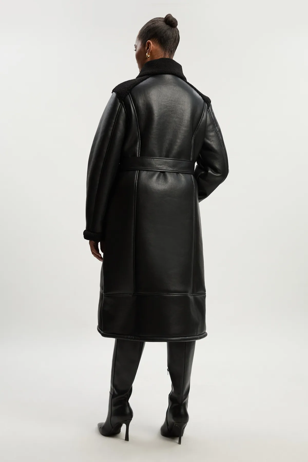 Plus Size Faux Fur Aviator Longline Coat BKK26006 5 Plus Size Faux Fur Aviator Longline Coat BKK26006