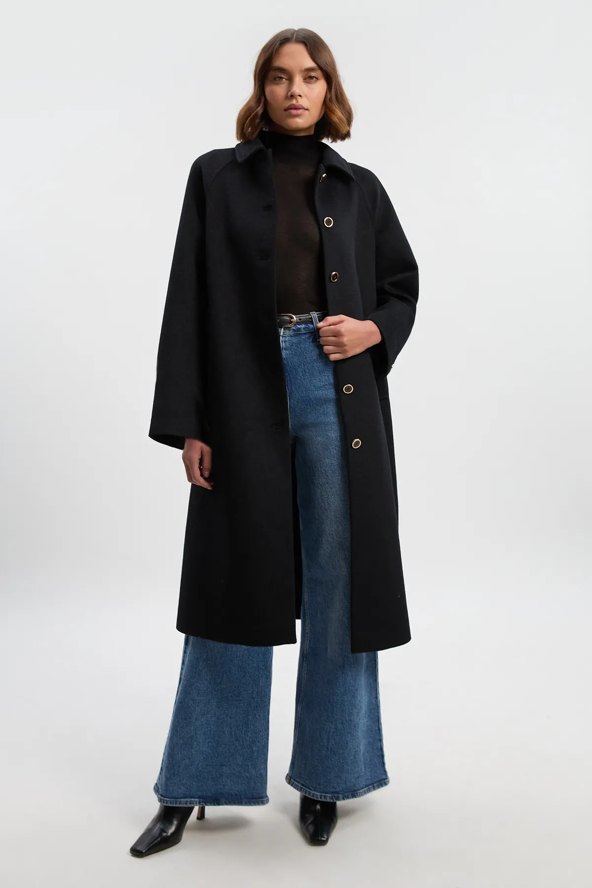 Brushed Wool Collared Tailored Midi Coat BKK26021