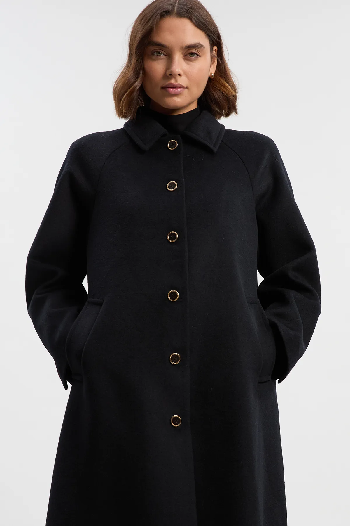 Brushed Wool Collared Tailored Midi Coat BKK26021