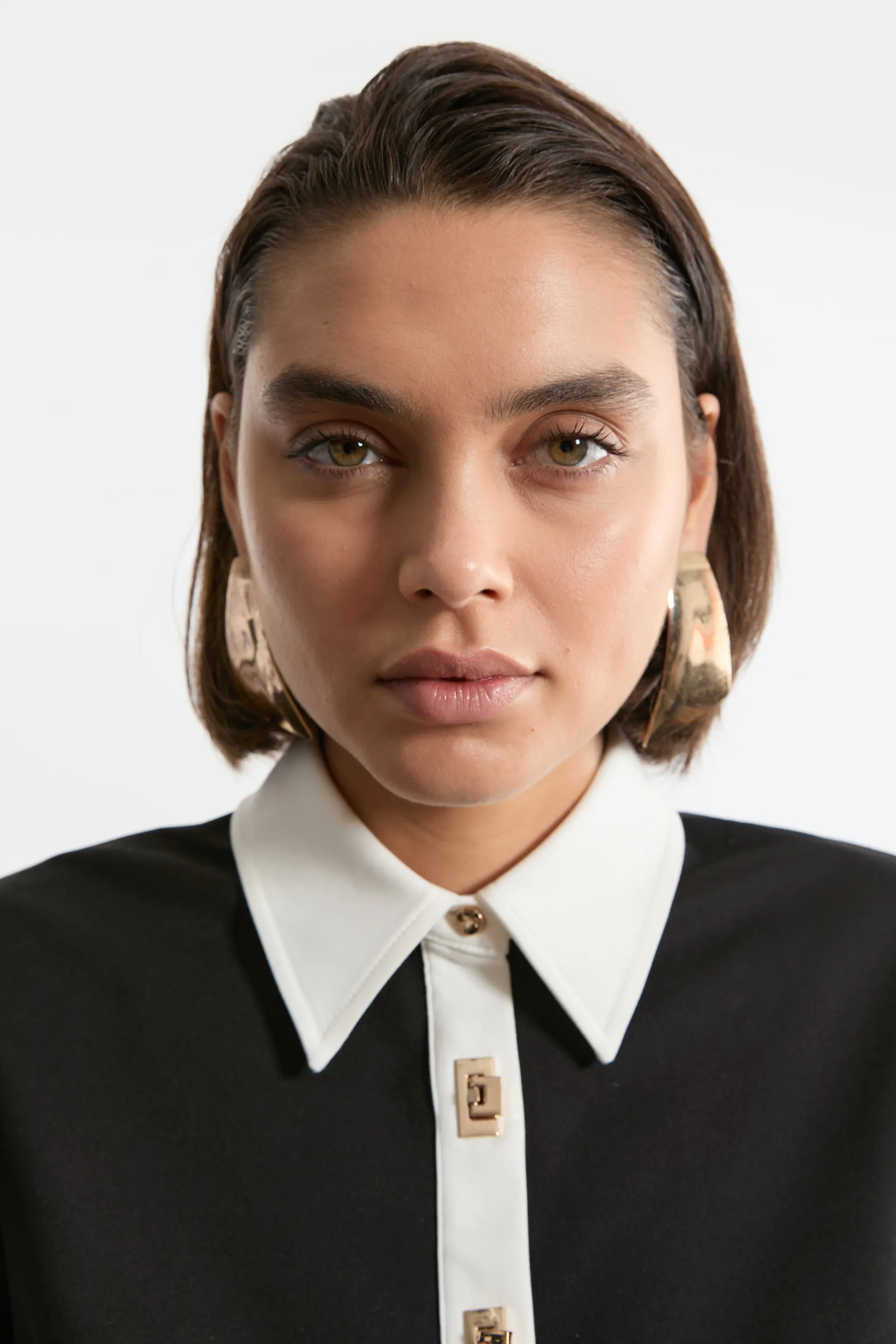 Petite Techno Cotton Woven Maxi Shirt Dress With Gold Clasps BKK26032