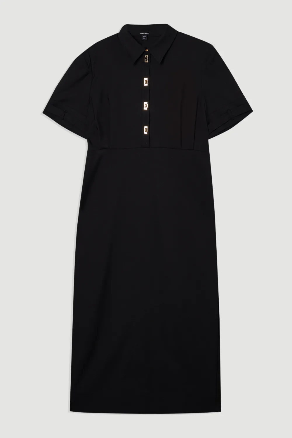 Plus Size Essential Techno Short Sleeve Woven Shirt Dress With Gold Hardware BKK26033 4 Plus Size Essential Techno Short Sleeve Woven Shirt Dress With Gold Hardware BKK26033