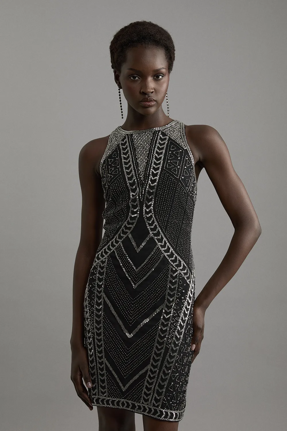 Premium Embellished Sleeveless Cut Out Mini Dress BKK21177