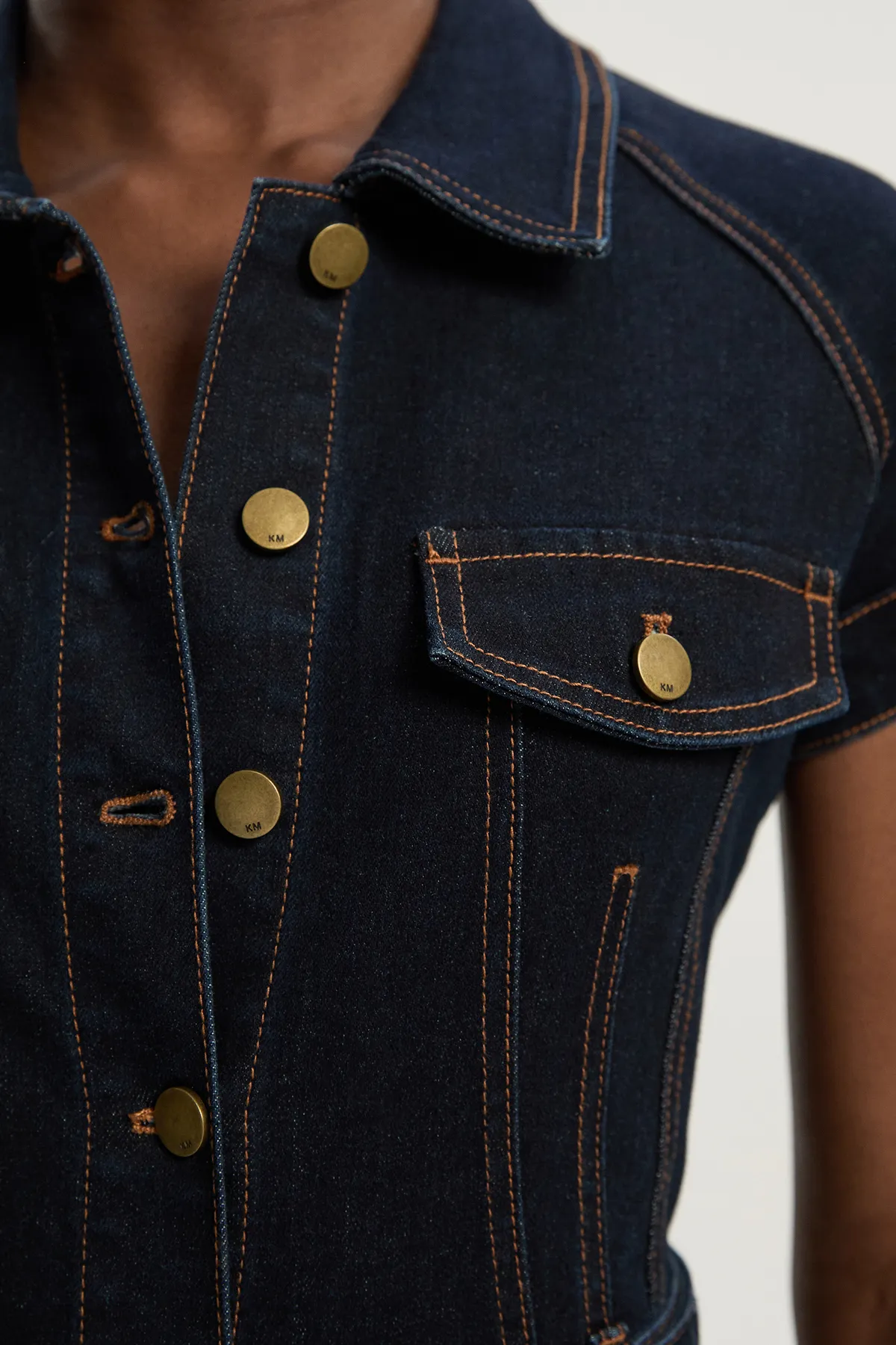 Petite Denim Corset Waist Detail Wide Leg Jumpsuit BKK26062