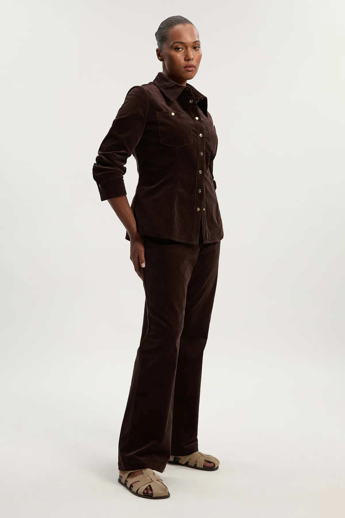 Plus Size Stretch Cord Tailored Shirt BKK26067 3 Plus Size Stretch Cord Tailored Shirt BKK26067