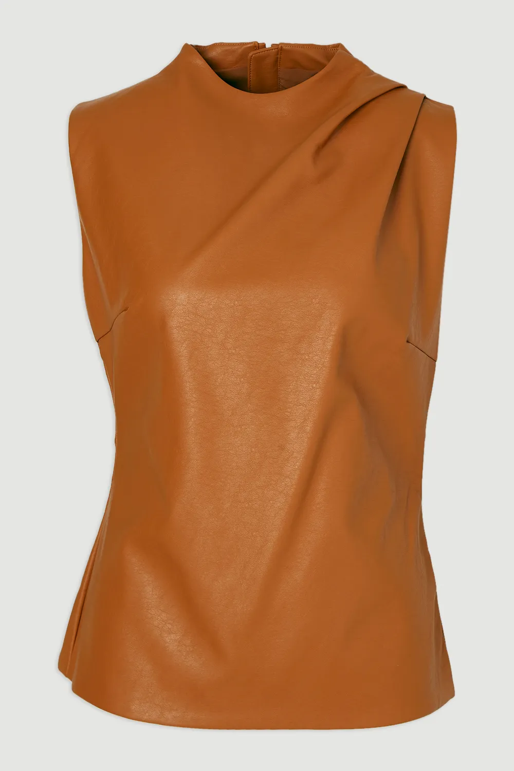 Faux Leather Drape Sleeveless Top BKK26091 4 Faux Leather Drape Sleeveless Top BKK26091