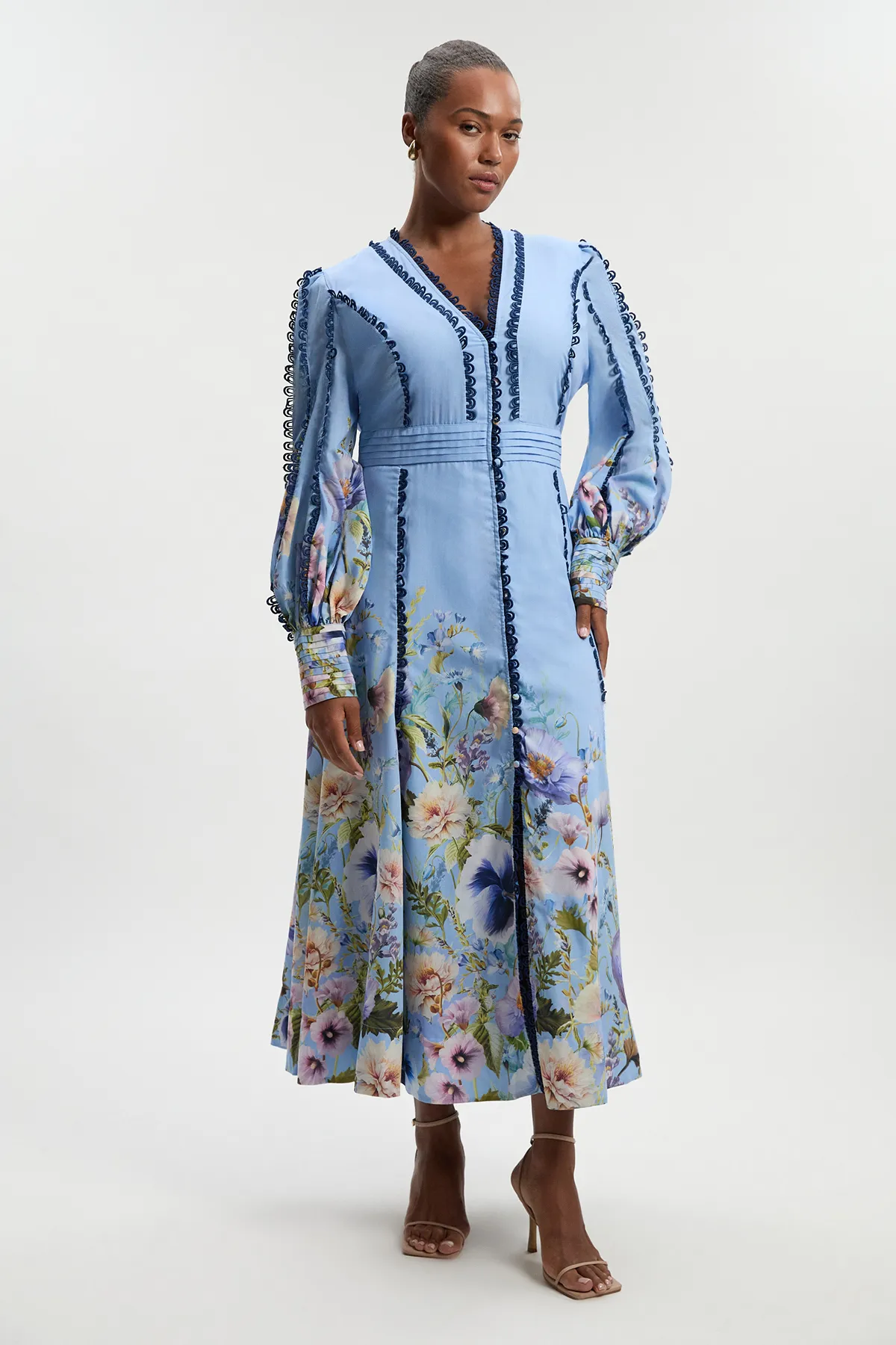 Plus Size Trailing Floral Woven Plunge Maxi Dress BKK26162