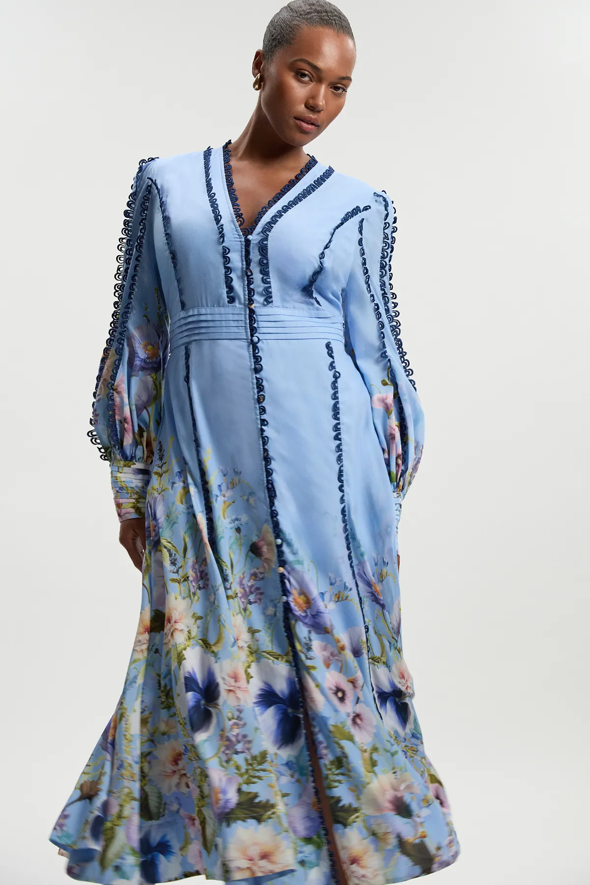 Plus Size Trailing Floral Woven Plunge Maxi Dress BKK26162 3 Plus Size Trailing Floral Woven Plunge Maxi Dress BKK26162