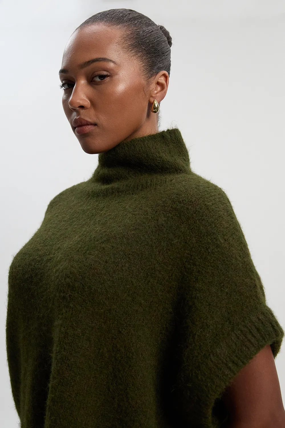 Plus Size Cosy Turtle Knit Tank Top BKK26172