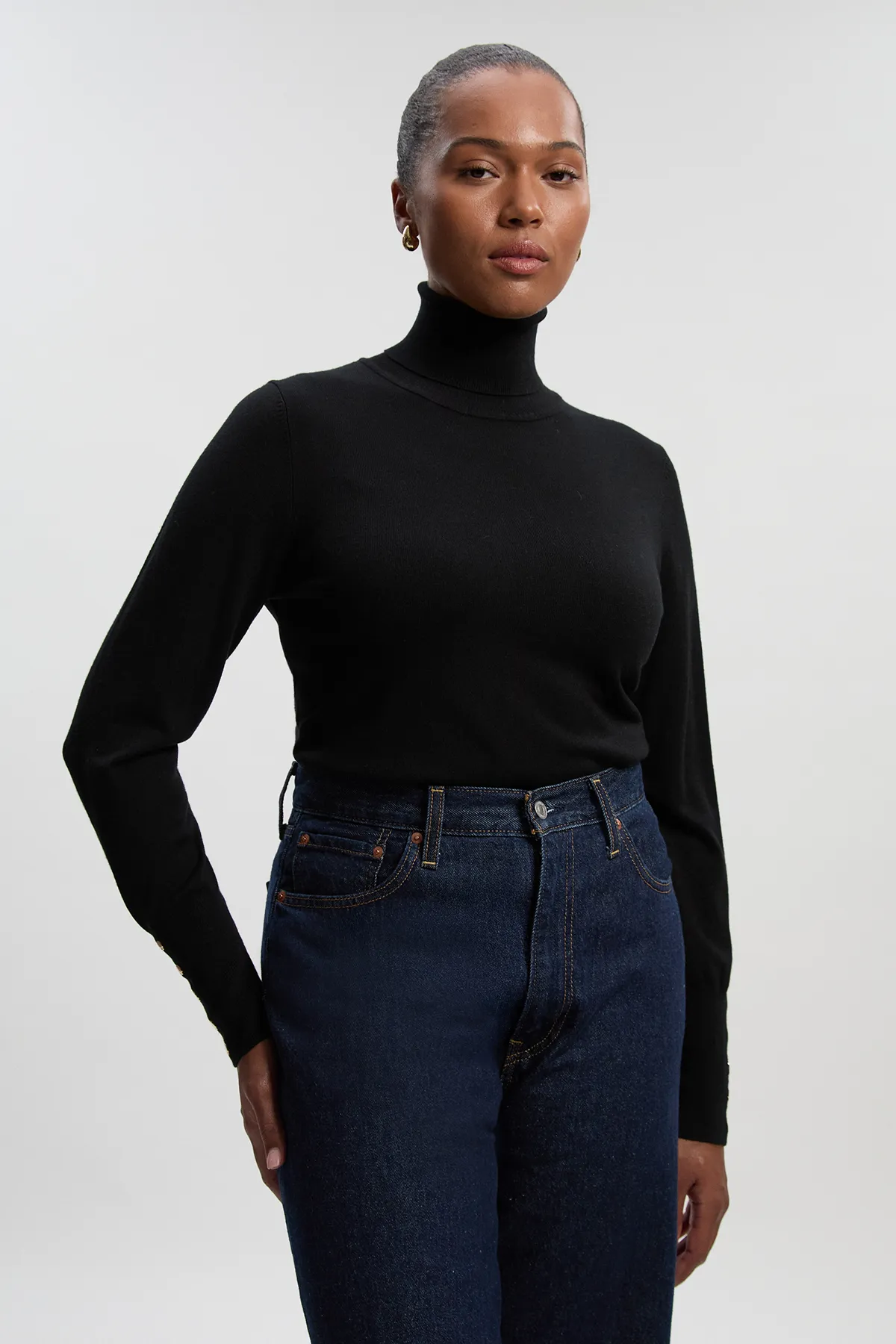 Plus Size Viscose Blend Roll Neck Knit Jumper BKK26182