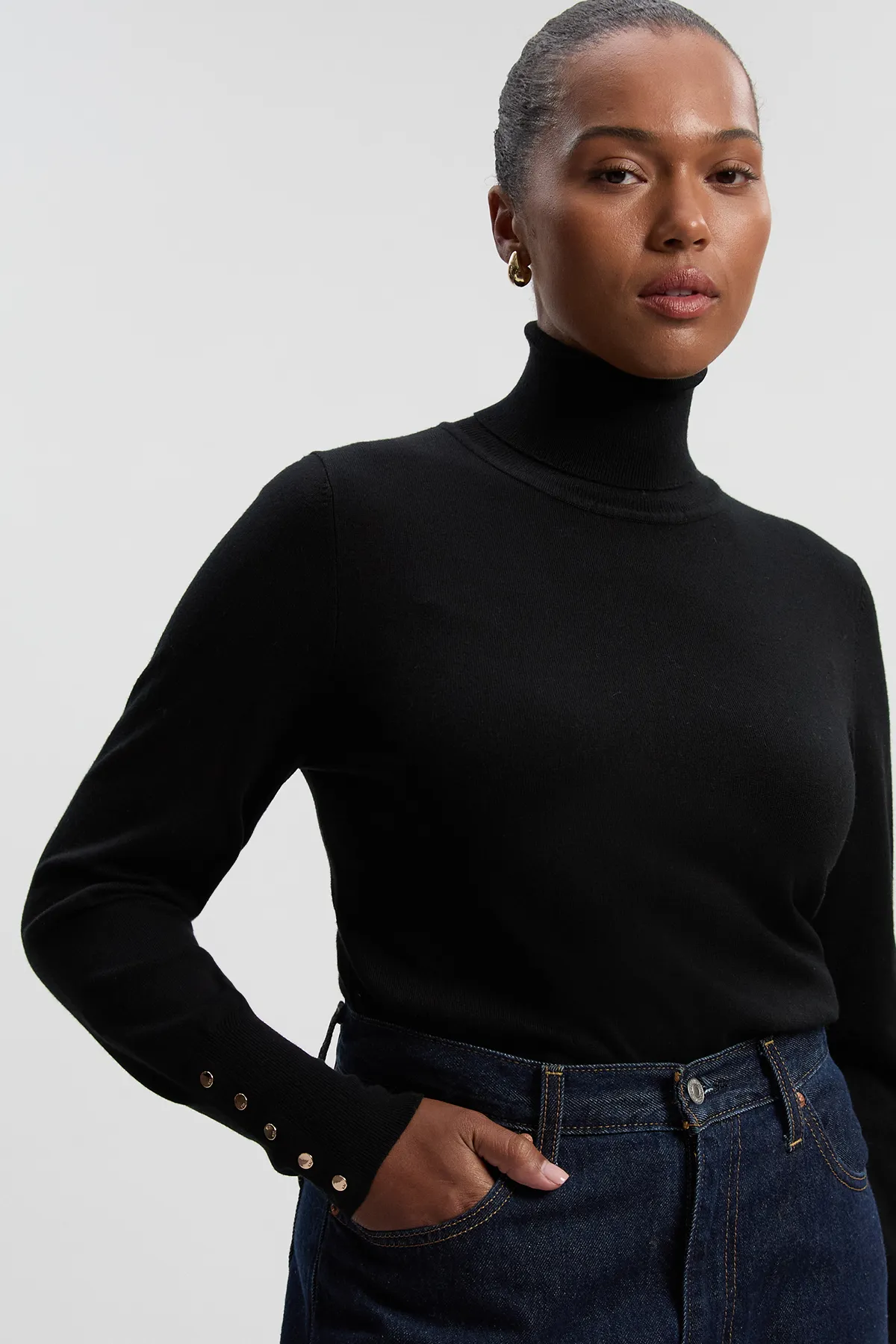 Plus Size Viscose Blend Roll Neck Knit Jumper BKK26182