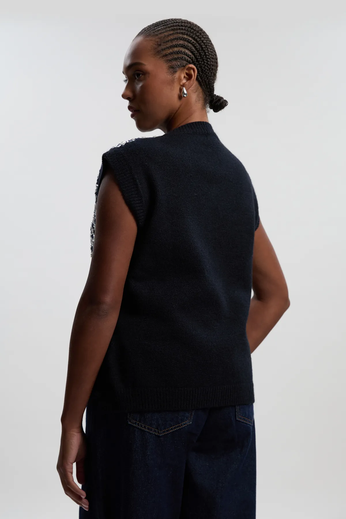 Plus Size Embellished Cosy Knit Tank Top BKK26193