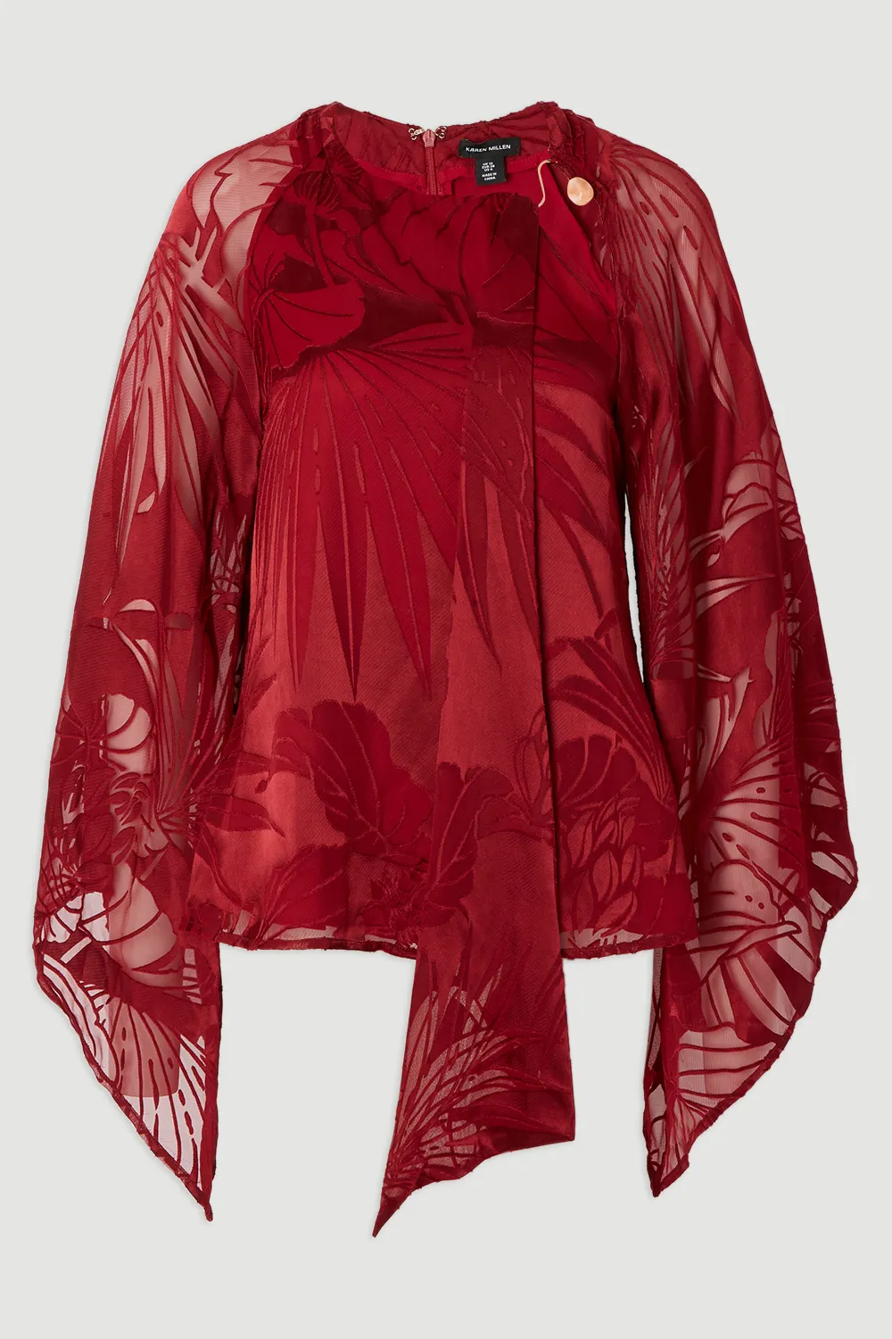 Plus Size Devoure Flared Sleeve Woven Blouse With Trim Detail BKK26215 4 Plus Size Devoure Flared Sleeve Woven Blouse With Trim Detail BKK26215