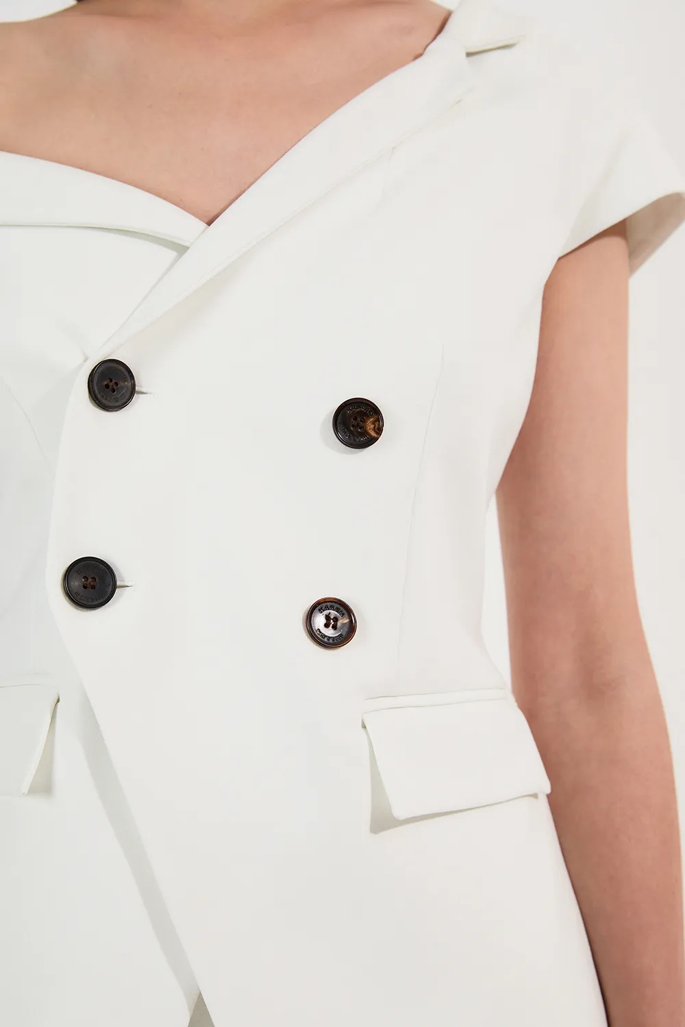 Petite Compact Stretch Asymmetric Collar Wide Leg Tailored Jumpsuit BKK26254