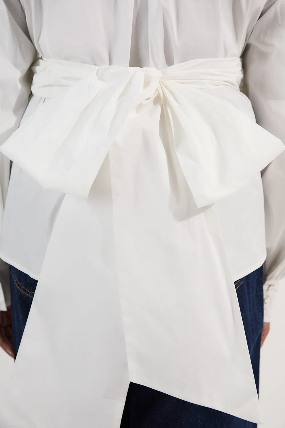 Plus Size Cotton Poplin Drama Sleeve Woven Wrap Detail Blouse BKK26249 3 Plus Size Cotton Poplin Drama Sleeve Woven Wrap Detail Blouse BKK26249