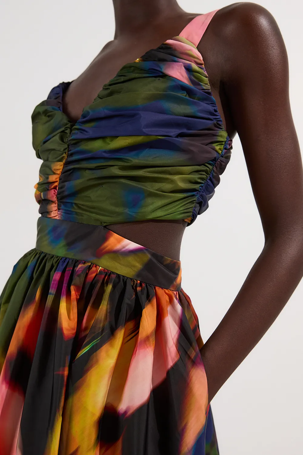 Petite Blurred Floral Drama Woven Taffeta Maxi Dress BKK26255 5 Petite Blurred Floral Drama Woven Taffeta Maxi Dress BKK26255